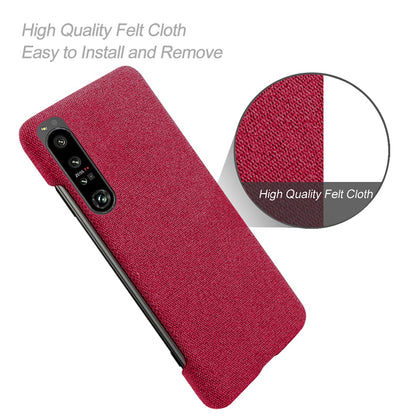For Sony Xperia 1 IV Wear-resistant Drop-proof Mobile Phone Case Solid Color Hard PC+Cloth Phone Shell Cover