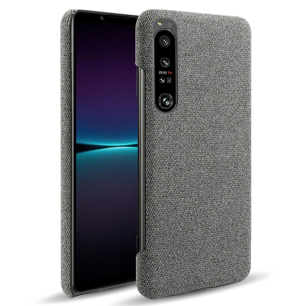 For Sony Xperia 1 IV Wear-resistant Drop-proof Mobile Phone Case Solid Color Hard PC+Cloth Phone Shell Cover