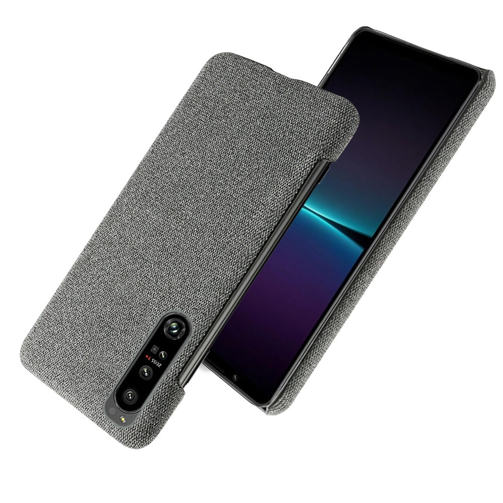 For Sony Xperia 1 IV Wear-resistant Drop-proof Mobile Phone Case Solid Color Hard PC+Cloth Phone Shell Cover