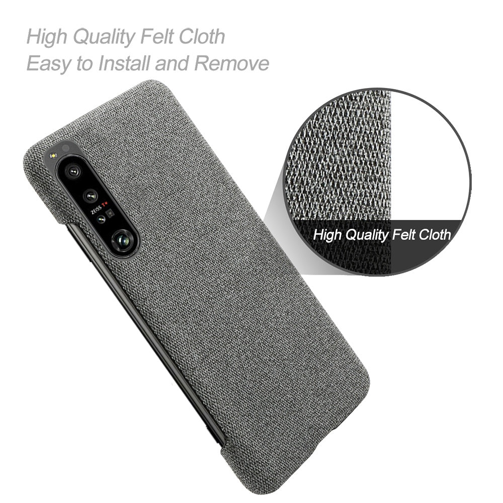 For Sony Xperia 1 IV Wear-resistant Drop-proof Mobile Phone Case Solid Color Hard PC+Cloth Phone Shell Cover