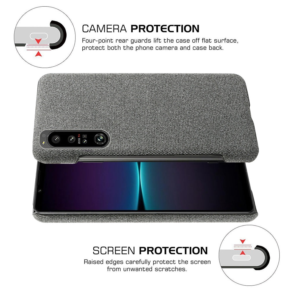 For Sony Xperia 1 IV Wear-resistant Drop-proof Mobile Phone Case Solid Color Hard PC+Cloth Phone Shell Cover