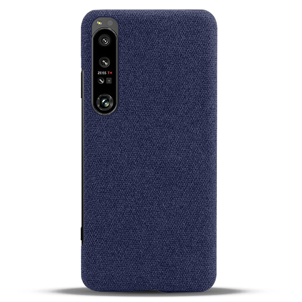 For Sony Xperia 1 IV Wear-resistant Drop-proof Mobile Phone Case Solid Color Hard PC+Cloth Phone Shell Cover