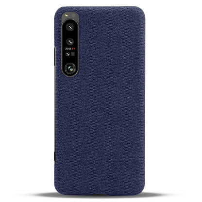 For Sony Xperia 1 IV Wear-resistant Drop-proof Mobile Phone Case Solid Color Hard PC+Cloth Phone Shell Cover