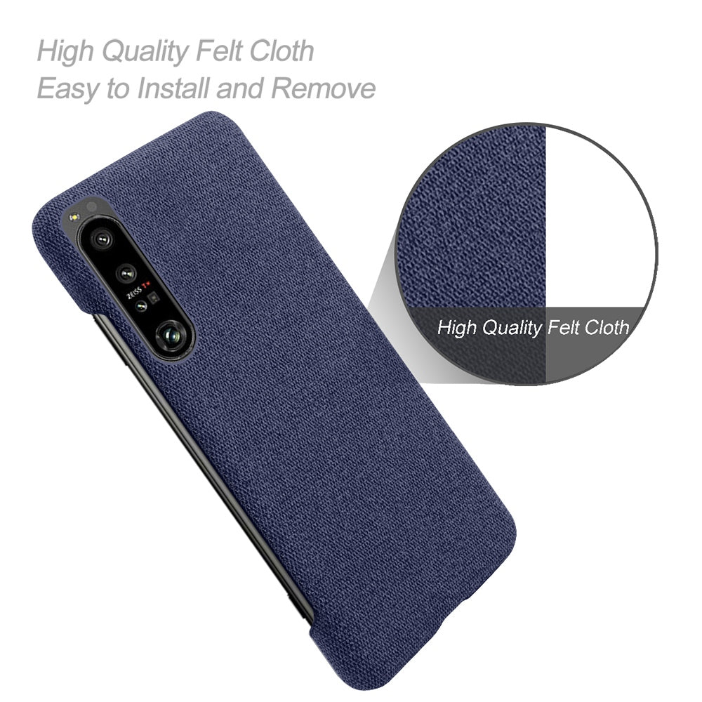 For Sony Xperia 1 IV Wear-resistant Drop-proof Mobile Phone Case Solid Color Hard PC+Cloth Phone Shell Cover