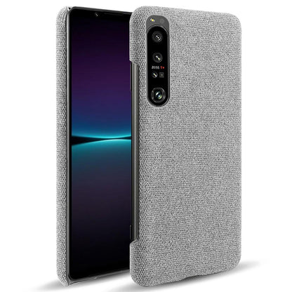 For Sony Xperia 1 IV Wear-resistant Drop-proof Mobile Phone Case Solid Color Hard PC+Cloth Phone Shell Cover