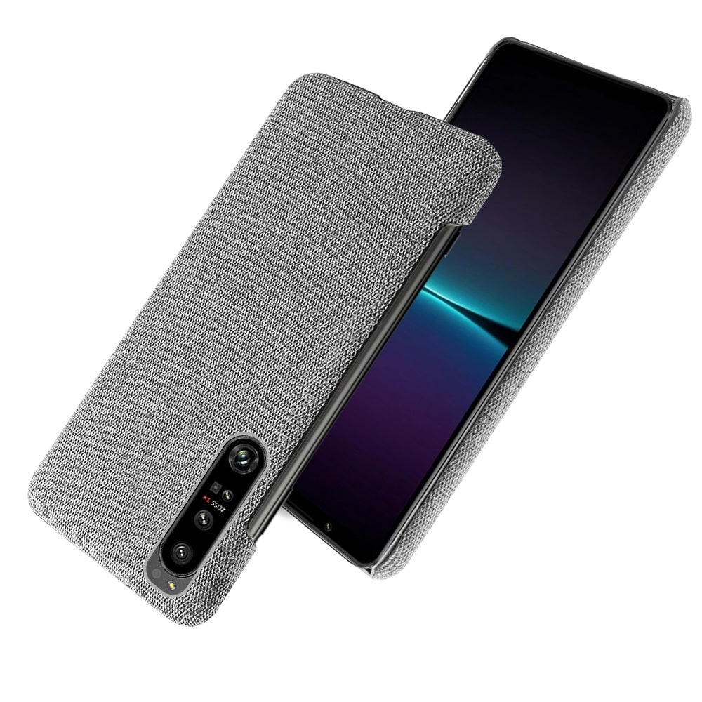 For Sony Xperia 1 IV Wear-resistant Drop-proof Mobile Phone Case Solid Color Hard PC+Cloth Phone Shell Cover