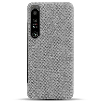 For Sony Xperia 1 IV Wear-resistant Drop-proof Mobile Phone Case Solid Color Hard PC+Cloth Phone Shell Cover