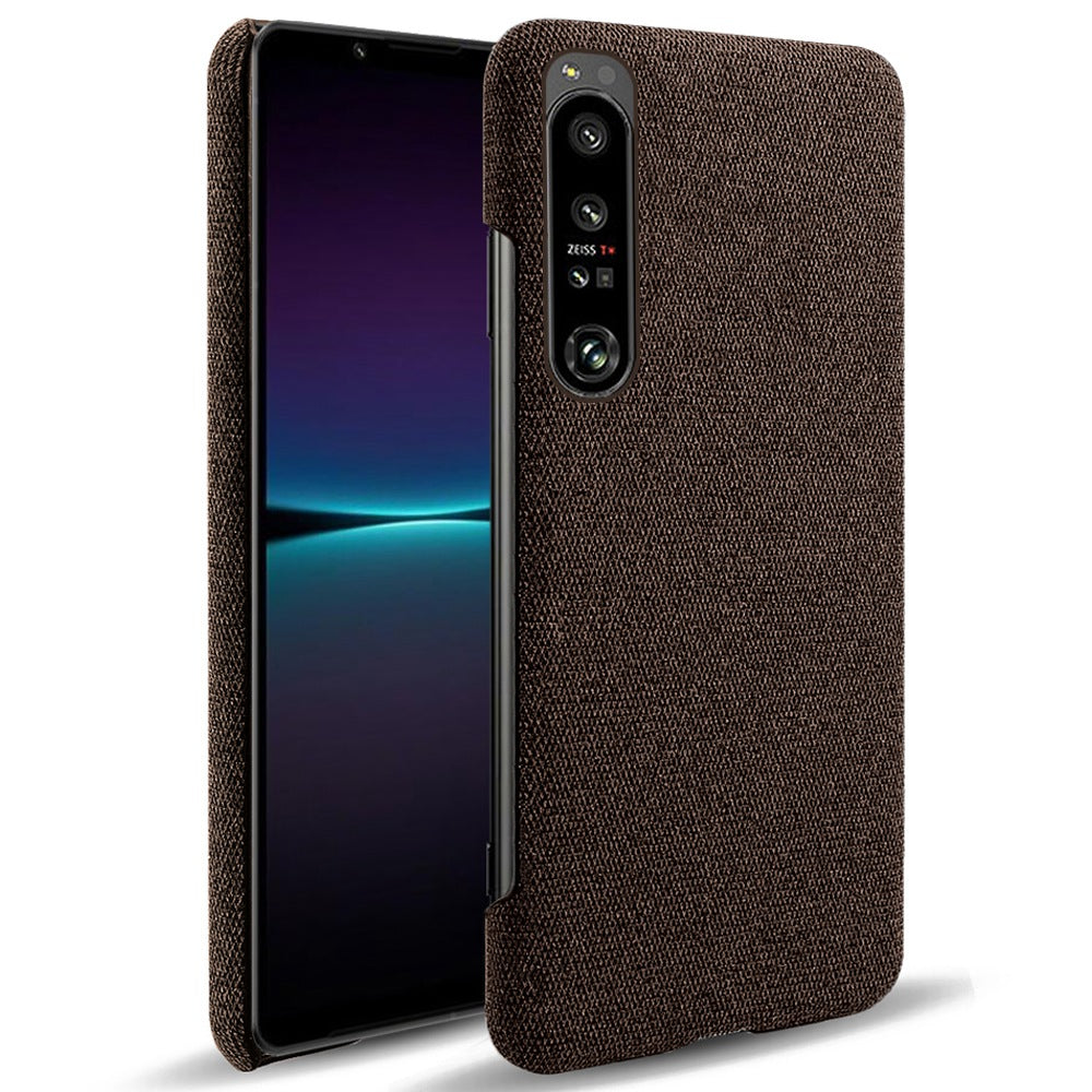 For Sony Xperia 1 IV Wear-resistant Drop-proof Mobile Phone Case Solid Color Hard PC+Cloth Phone Shell Cover