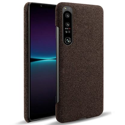 For Sony Xperia 1 IV Wear-resistant Drop-proof Mobile Phone Case Solid Color Hard PC+Cloth Phone Shell Cover