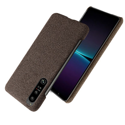 For Sony Xperia 1 IV Wear-resistant Drop-proof Mobile Phone Case Solid Color Hard PC+Cloth Phone Shell Cover