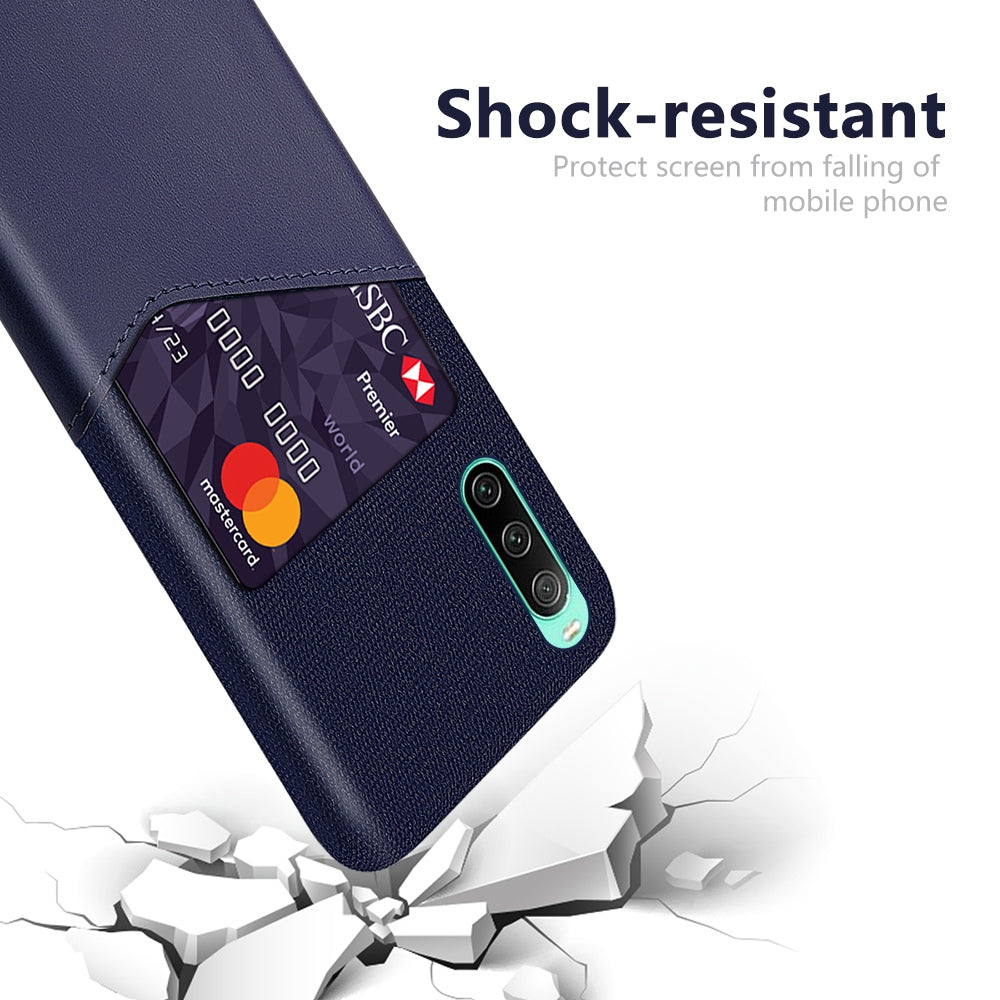 Cloth Texture Card Slot Phone Case for Sony Xperia 10 IV, PU Leather Coated Hard PC Back Cover