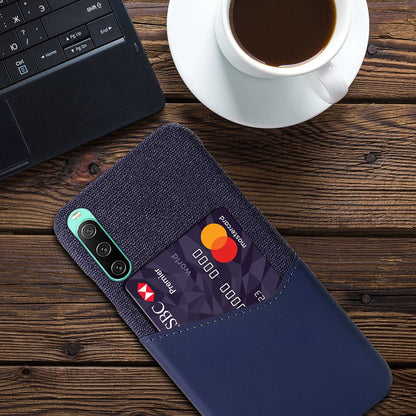 Cloth Texture Card Slot Phone Case for Sony Xperia 10 IV, PU Leather Coated Hard PC Back Cover