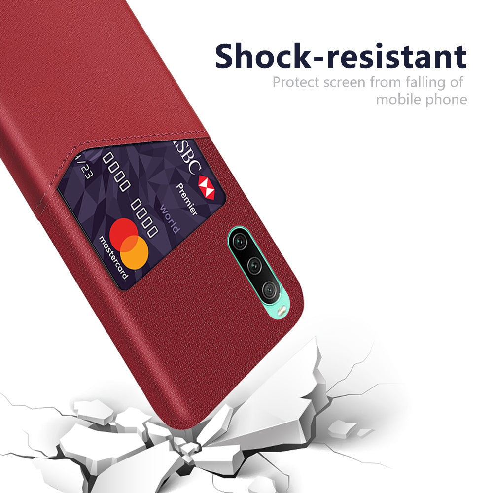 Cloth Texture Card Slot Phone Case for Sony Xperia 10 IV, PU Leather Coated Hard PC Back Cover
