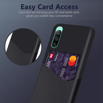 Cloth Texture Card Slot Phone Case for Sony Xperia 10 IV, PU Leather Coated Hard PC Back Cover