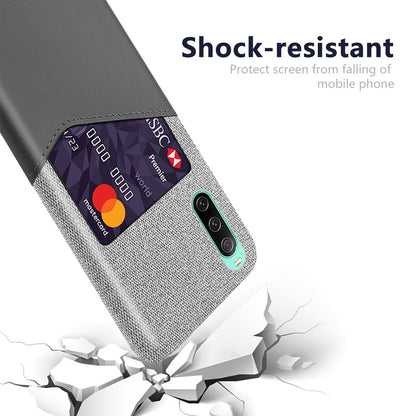 Cloth Texture Card Slot Phone Case for Sony Xperia 10 IV, PU Leather Coated Hard PC Back Cover