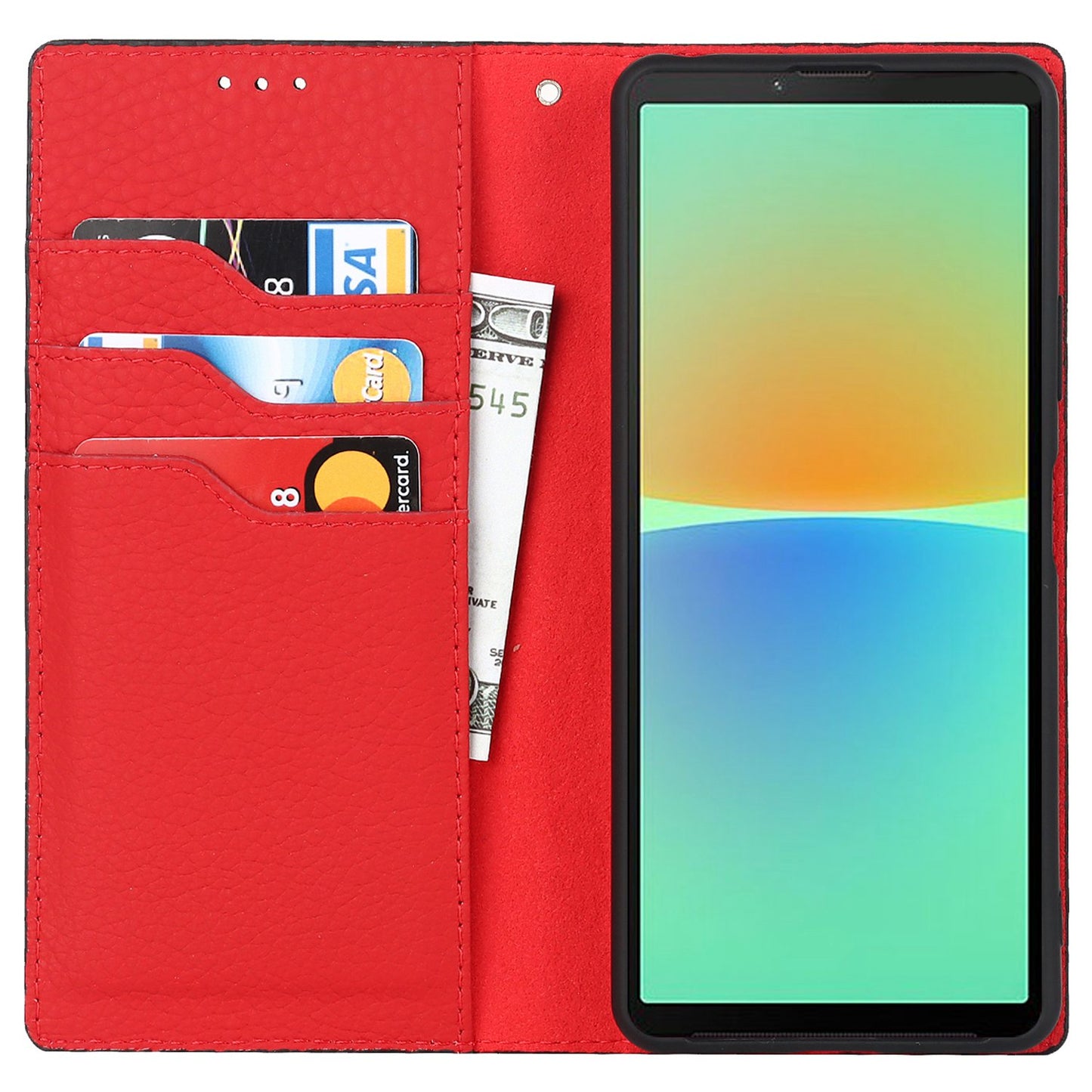 For Sony Xperia 10 IV 5G Shockproof Genuine Leather Case Litchi Texture Wallet Stand Anti-scratch Phone Shell with Hand Strap