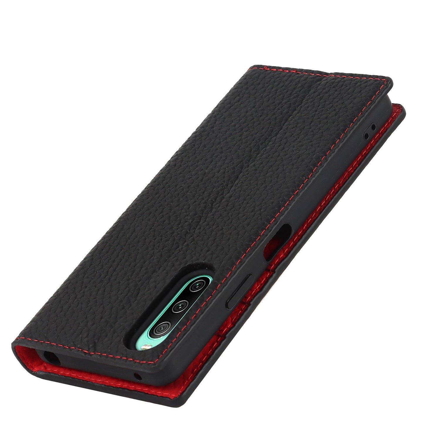 For Sony Xperia 10 IV 5G Shockproof Genuine Leather Case Litchi Texture Wallet Stand Anti-scratch Phone Shell with Hand Strap