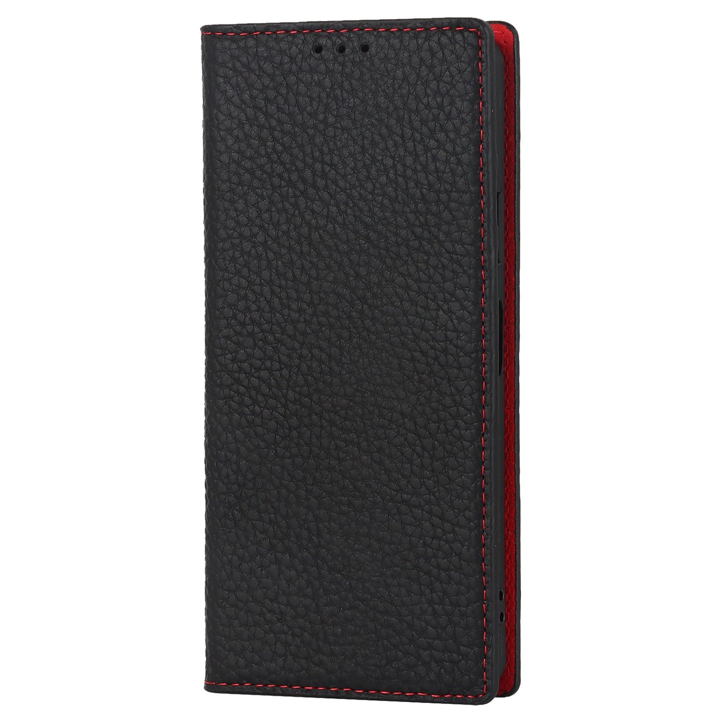 For Sony Xperia 10 IV 5G Shockproof Genuine Leather Case Litchi Texture Wallet Stand Anti-scratch Phone Shell with Hand Strap