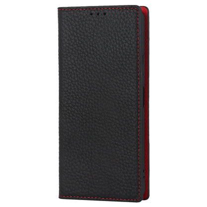 For Sony Xperia 10 IV 5G Shockproof Genuine Leather Case Litchi Texture Wallet Stand Anti-scratch Phone Shell with Hand Strap