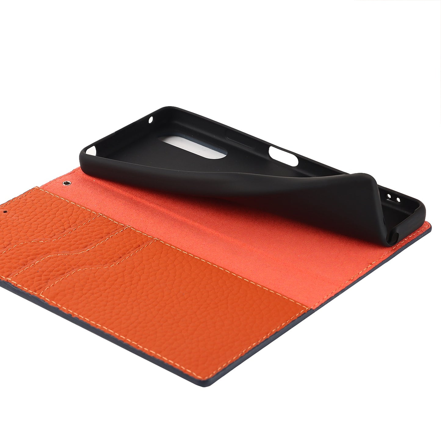 For Sony Xperia 10 IV 5G Shockproof Genuine Leather Case Litchi Texture Wallet Stand Anti-scratch Phone Shell with Hand Strap