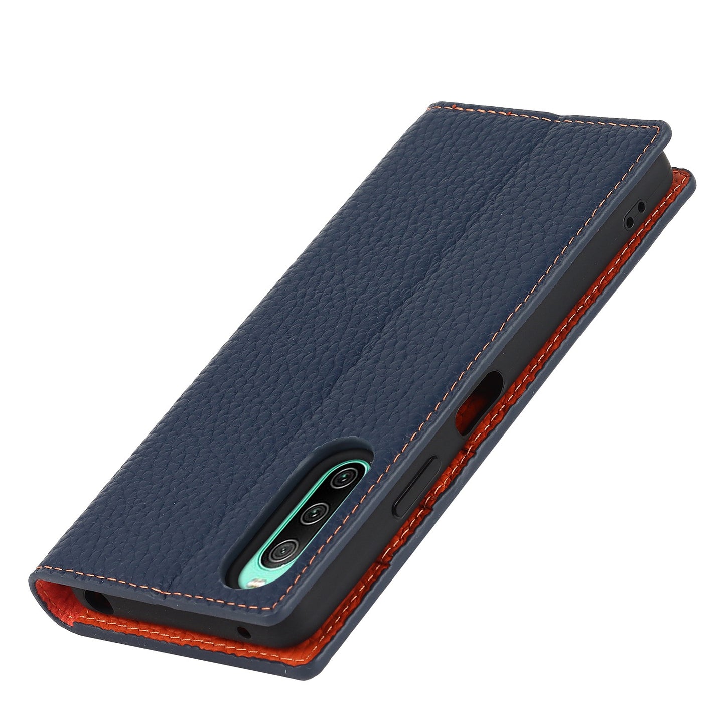 For Sony Xperia 10 IV 5G Shockproof Genuine Leather Case Litchi Texture Wallet Stand Anti-scratch Phone Shell with Hand Strap