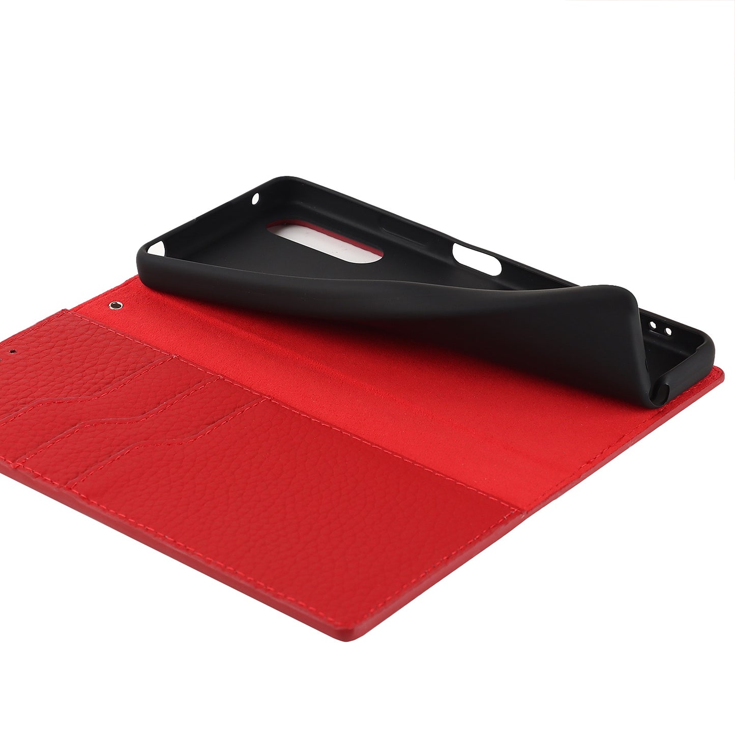 For Sony Xperia 10 IV 5G Shockproof Genuine Leather Case Litchi Texture Wallet Stand Anti-scratch Phone Shell with Hand Strap