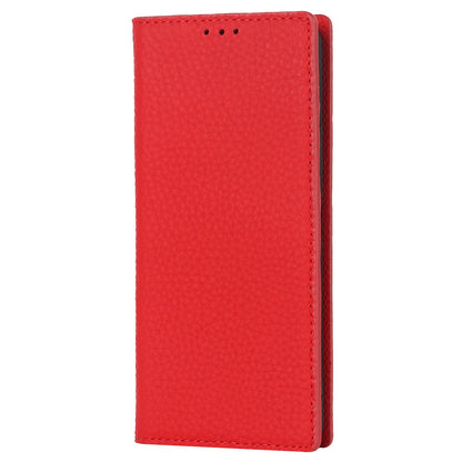 For Sony Xperia 10 IV 5G Shockproof Genuine Leather Case Litchi Texture Wallet Stand Anti-scratch Phone Shell with Hand Strap