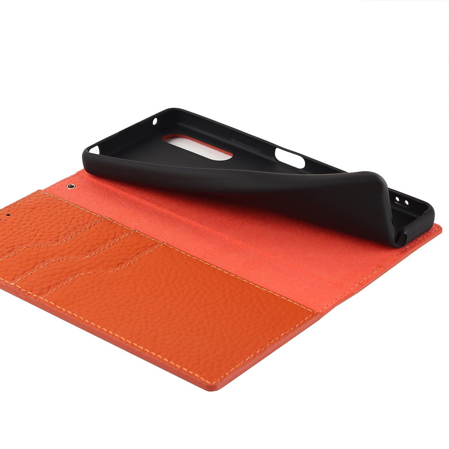 For Sony Xperia 10 IV 5G Shockproof Genuine Leather Case Litchi Texture Wallet Stand Anti-scratch Phone Shell with Hand Strap