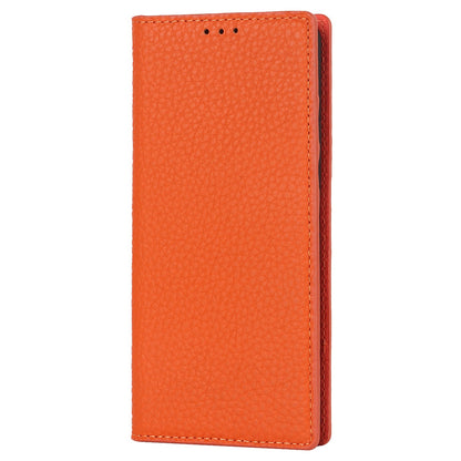 For Sony Xperia 10 IV 5G Shockproof Genuine Leather Case Litchi Texture Wallet Stand Anti-scratch Phone Shell with Hand Strap