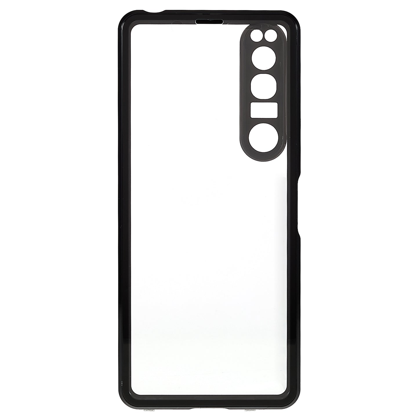 For Sony Xperia 1 IV 5G Anti-drop Anti-wear Metal Frame + Tempered Glass + PC Hybrid Cover Magnetic Closure Phone Shell Case