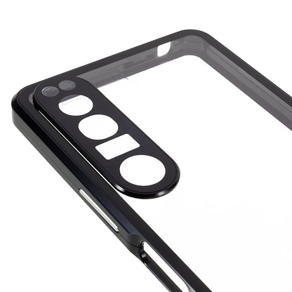 For Sony Xperia 1 IV 5G Anti-drop Anti-wear Metal Frame + Tempered Glass + PC Hybrid Cover Magnetic Closure Phone Shell Case