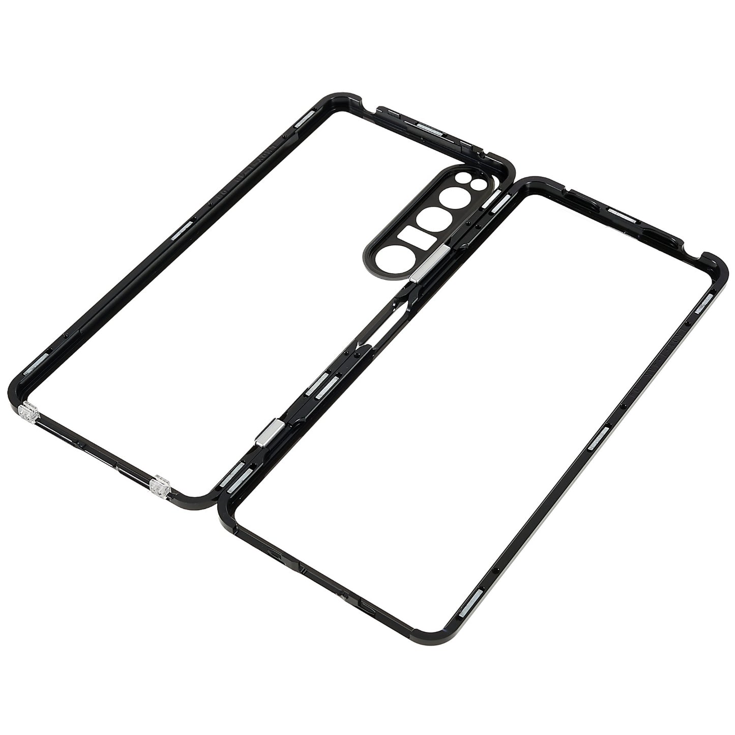 For Sony Xperia 1 IV 5G Anti-drop Anti-wear Metal Frame + Tempered Glass + PC Hybrid Cover Magnetic Closure Phone Shell Case