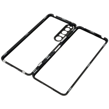 For Sony Xperia 1 IV 5G Anti-drop Anti-wear Metal Frame + Tempered Glass + PC Hybrid Cover Magnetic Closure Phone Shell Case