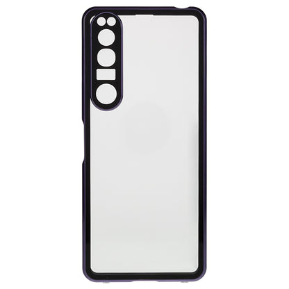 For Sony Xperia 1 IV 5G Anti-drop Anti-wear Metal Frame + Tempered Glass + PC Hybrid Cover Magnetic Closure Phone Shell Case