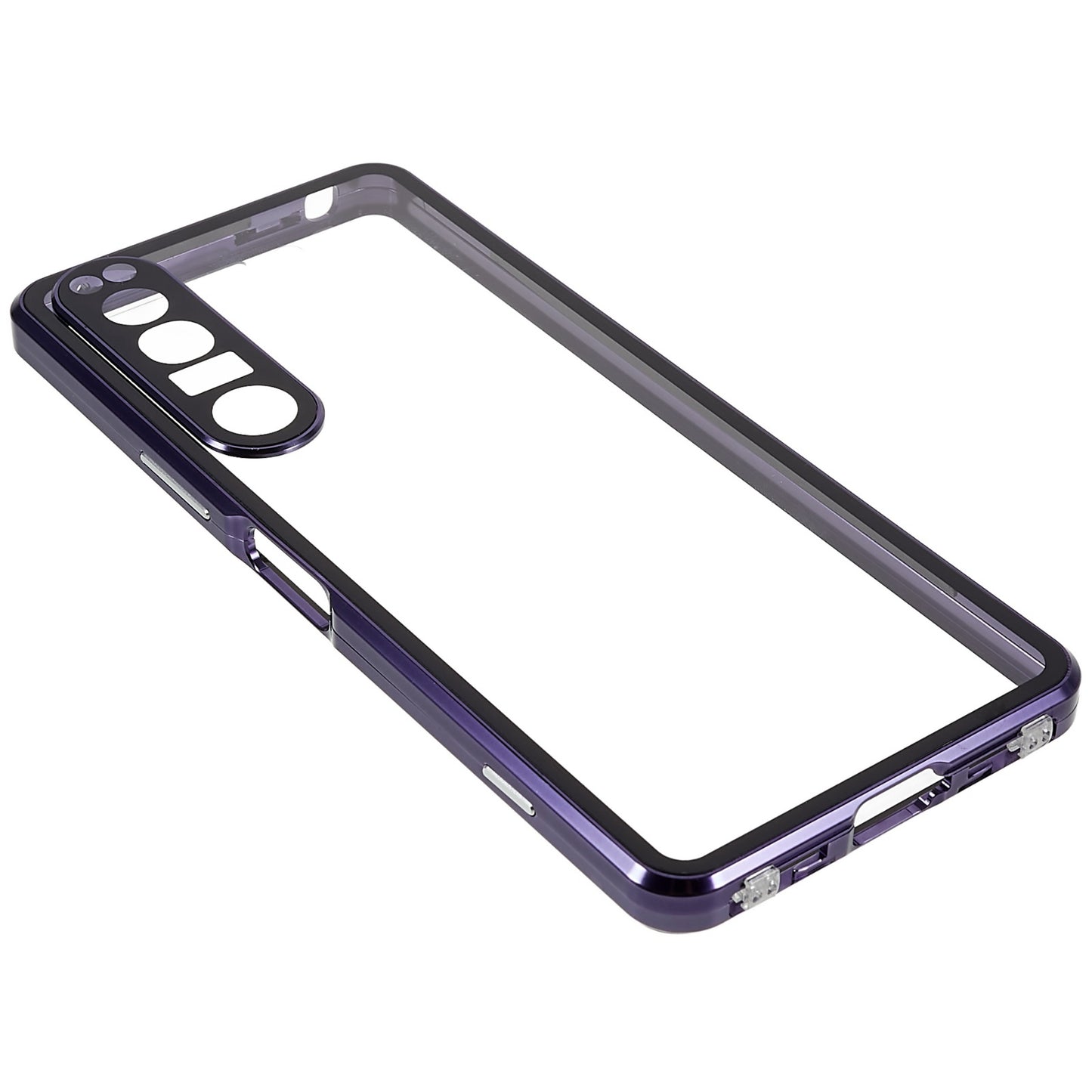 For Sony Xperia 1 IV 5G Anti-drop Anti-wear Metal Frame + Tempered Glass + PC Hybrid Cover Magnetic Closure Phone Shell Case