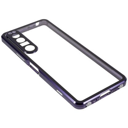 For Sony Xperia 1 IV 5G Anti-drop Anti-wear Metal Frame + Tempered Glass + PC Hybrid Cover Magnetic Closure Phone Shell Case