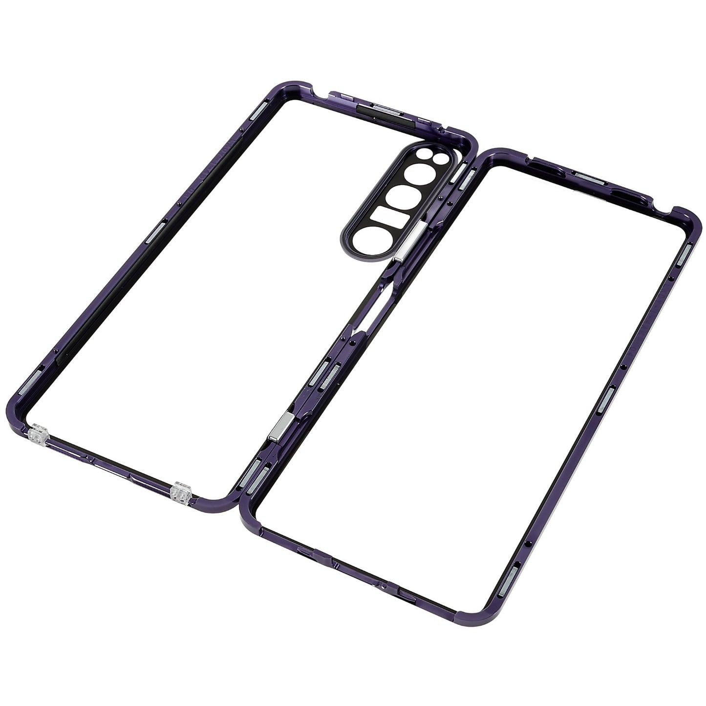 For Sony Xperia 1 IV 5G Anti-drop Anti-wear Metal Frame + Tempered Glass + PC Hybrid Cover Magnetic Closure Phone Shell Case