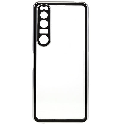 For Sony Xperia 1 IV 5G Anti-drop Anti-wear Metal Frame + Tempered Glass + PC Hybrid Cover Magnetic Closure Phone Shell Case