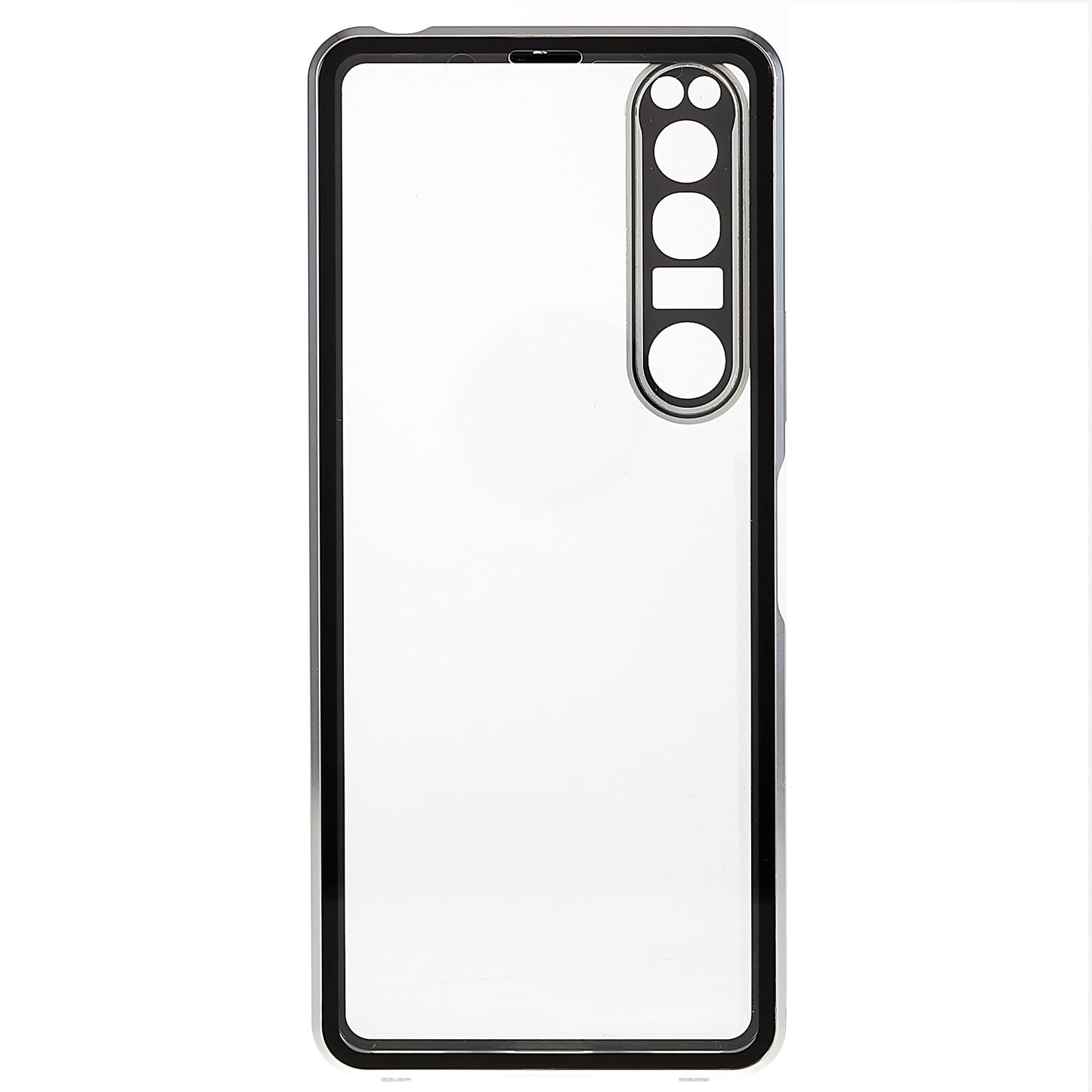 For Sony Xperia 1 IV 5G Anti-drop Anti-wear Metal Frame + Tempered Glass + PC Hybrid Cover Magnetic Closure Phone Shell Case