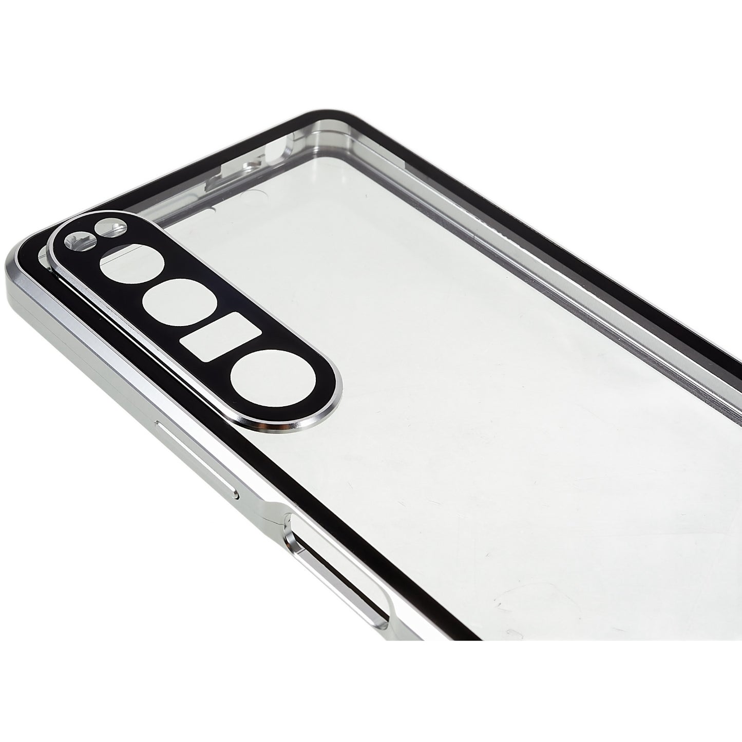 For Sony Xperia 1 IV 5G Anti-drop Anti-wear Metal Frame + Tempered Glass + PC Hybrid Cover Magnetic Closure Phone Shell Case