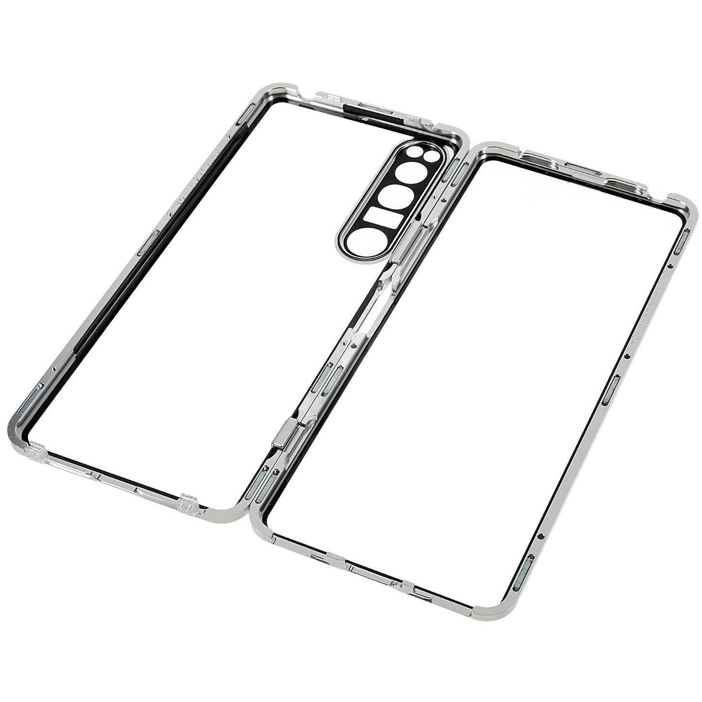 For Sony Xperia 1 IV 5G Anti-drop Anti-wear Metal Frame + Tempered Glass + PC Hybrid Cover Magnetic Closure Phone Shell Case