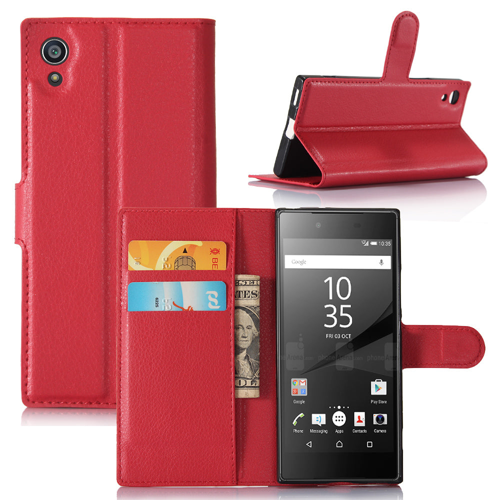 Litchi Grain Wallet Stand Leather Mobile Case for Sony Xperia XA1