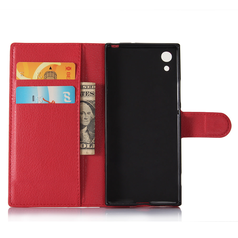 Litchi Grain Wallet Stand Leather Mobile Case for Sony Xperia XA1