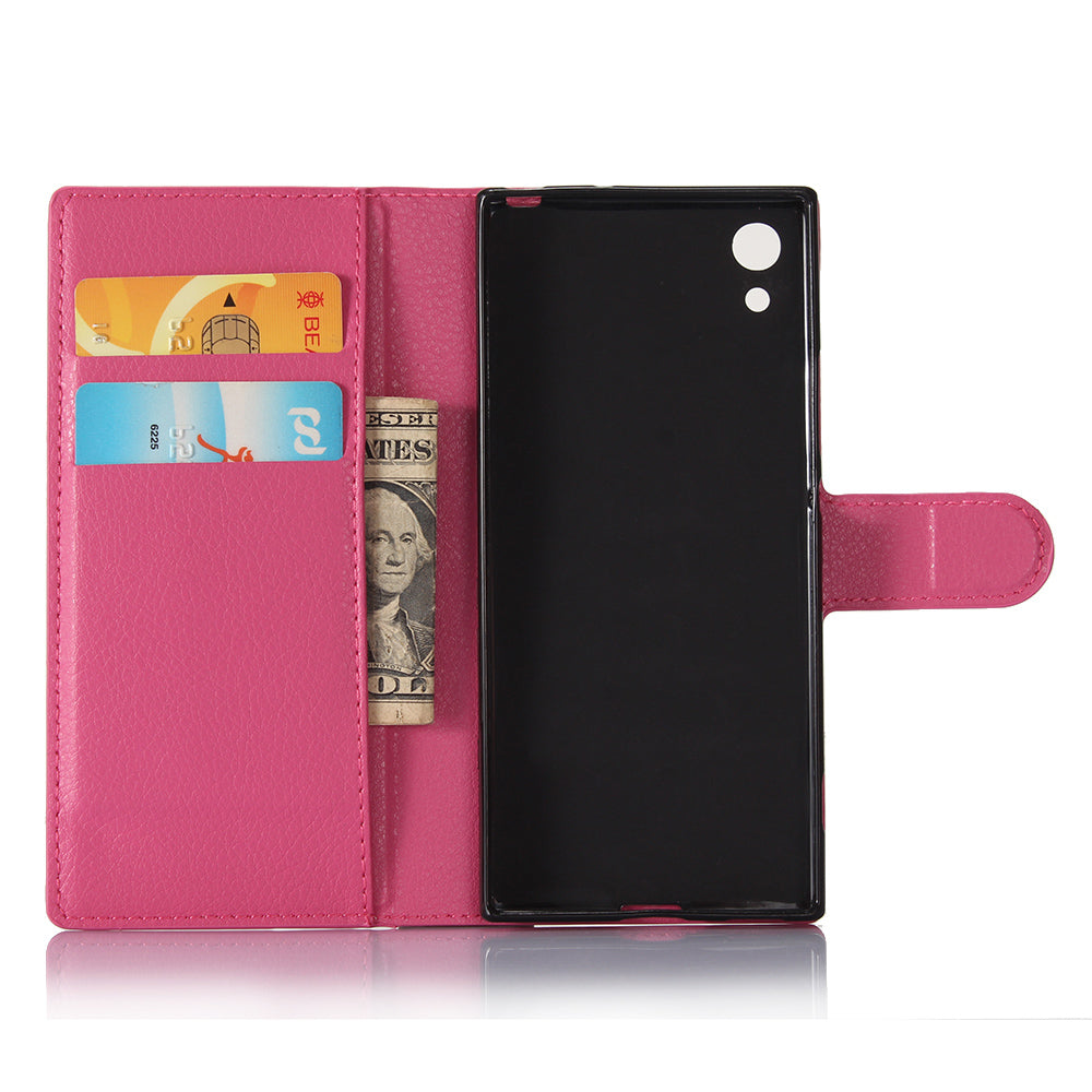 Litchi Grain Wallet Stand Leather Mobile Case for Sony Xperia XA1