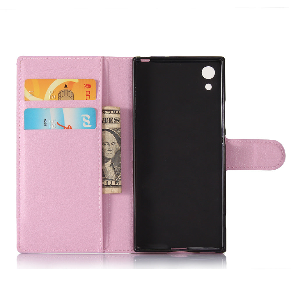 Litchi Grain Wallet Stand Leather Mobile Case for Sony Xperia XA1