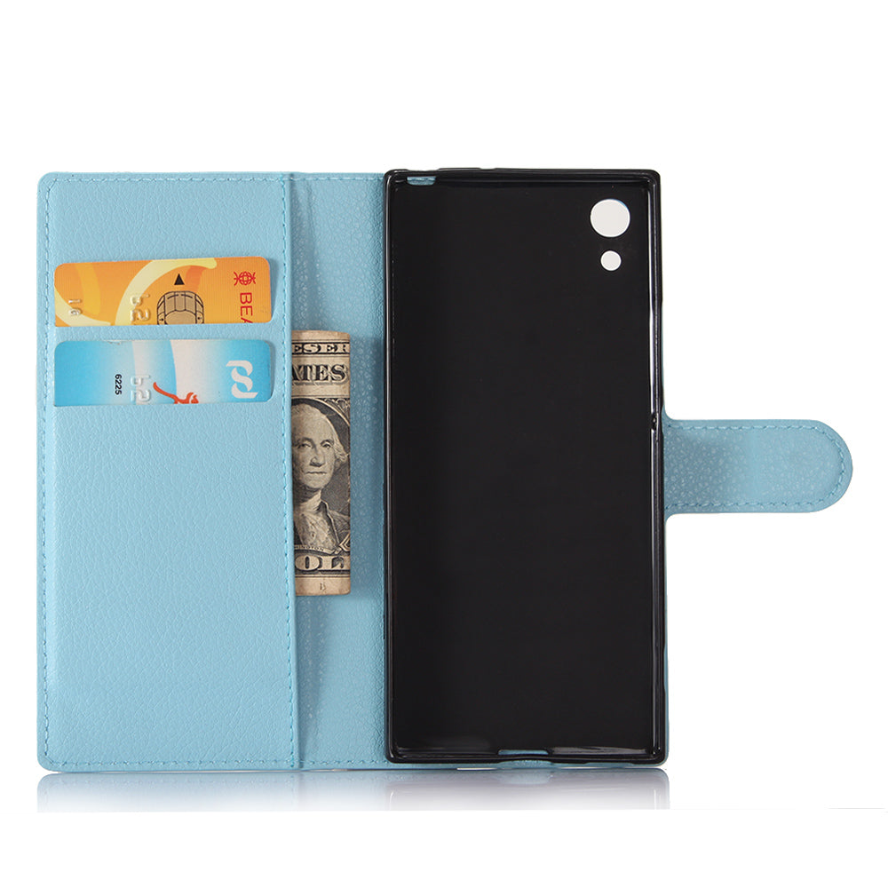 Litchi Grain Wallet Stand Leather Mobile Case for Sony Xperia XA1