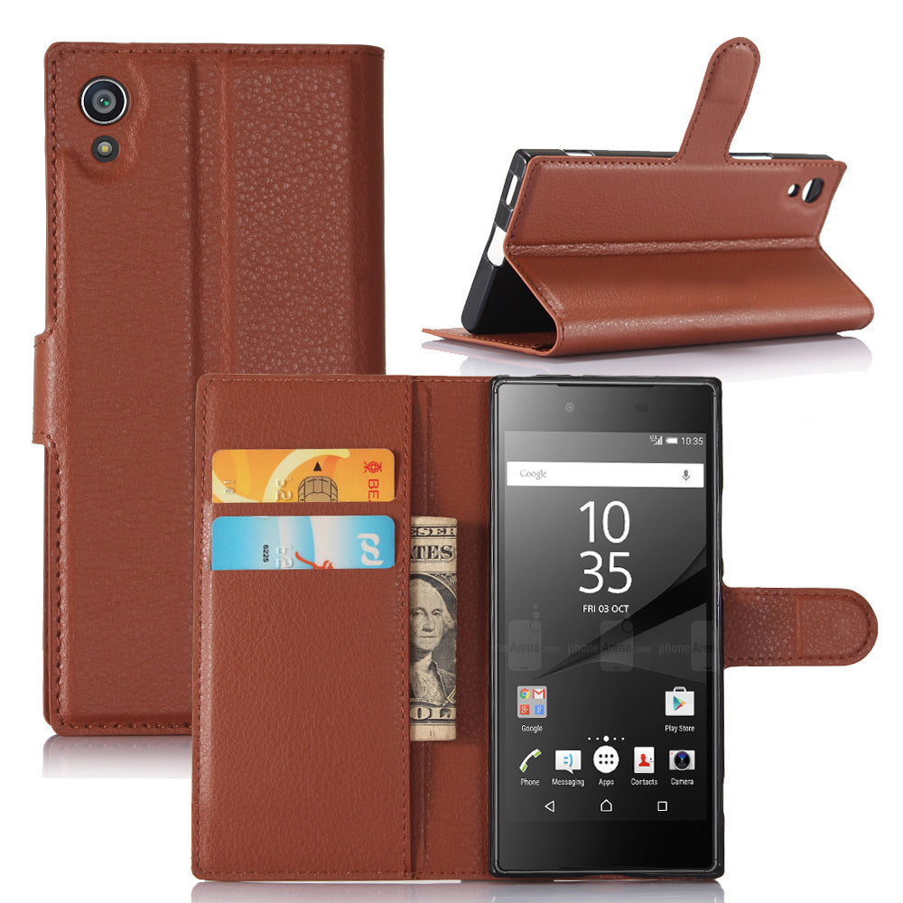Litchi Grain Wallet Stand Leather Mobile Case for Sony Xperia XA1