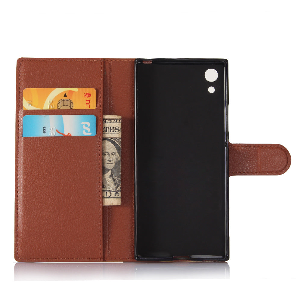Litchi Grain Wallet Stand Leather Mobile Case for Sony Xperia XA1