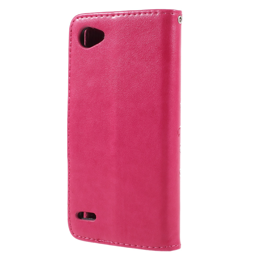 Imprint Butterfly Flowers Magnetic Wallet Leather Stand Shell for LG Q6 M700N (EU Version) / Q6 Plus