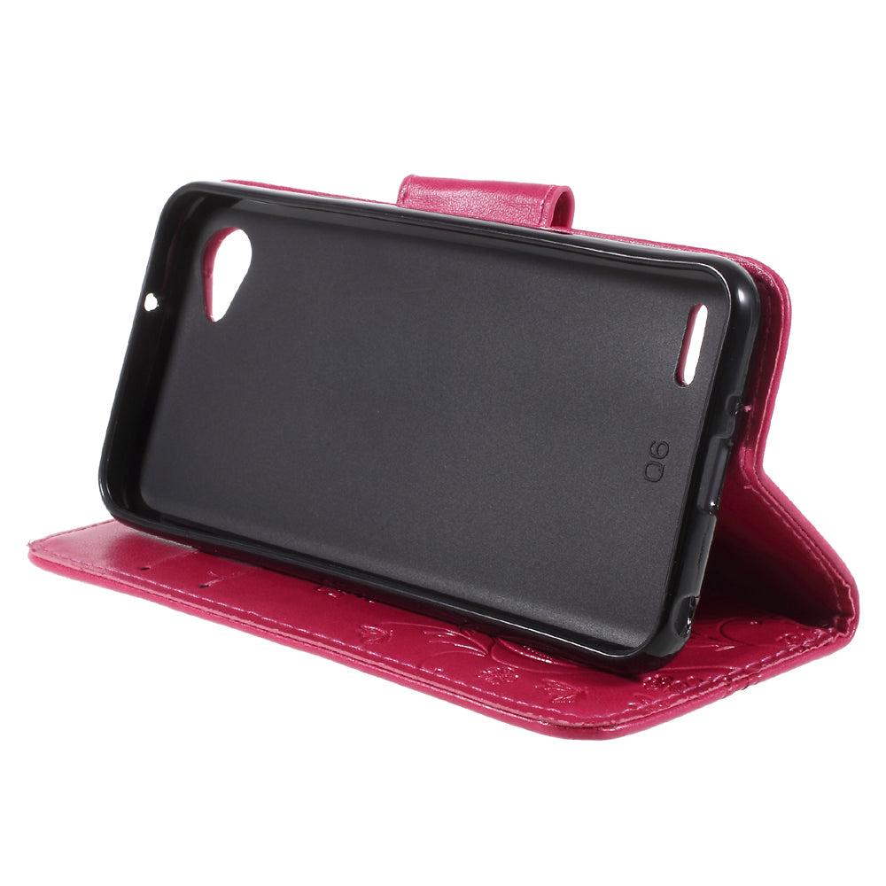 Imprint Butterfly Flowers Magnetic Wallet Leather Stand Shell for LG Q6 M700N (EU Version) / Q6 Plus